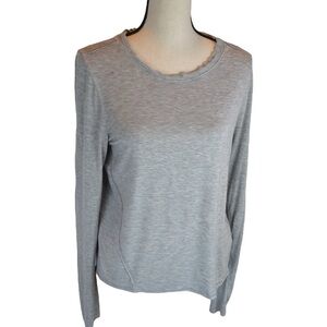FEEL THE PIECE by Terre Jacobs Light Grey Long Sleeve Thin Tissue Tee, M/L
